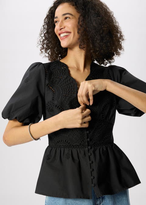 100% Cotton V-Neck Blouse