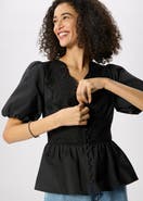 Whistles 100% Cotton V-Neck Blouse