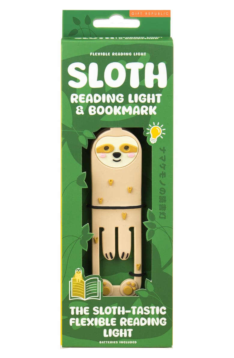GIFT REPUBLIC Sloth Reading Light & Bookmark, Main, color, Assorted