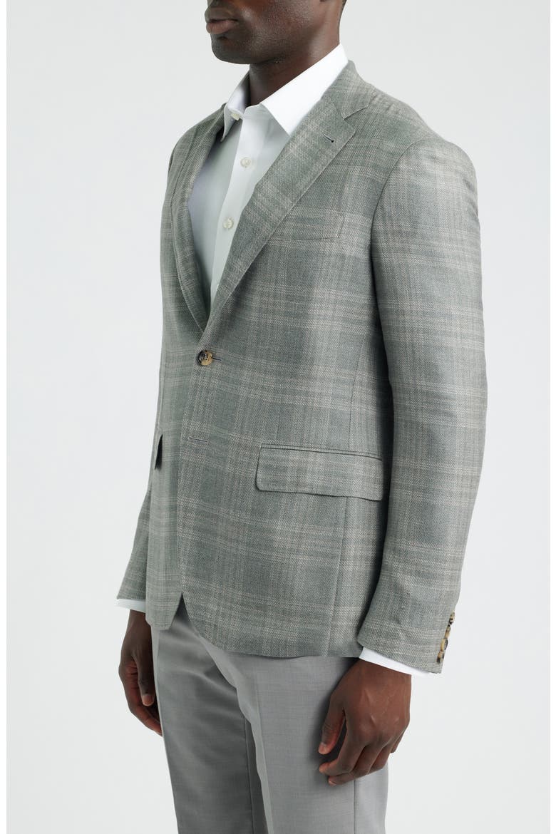 Kei Plaid Wool, Silk & Linen Sport Coat, Alternate, color, LIGHT GREY