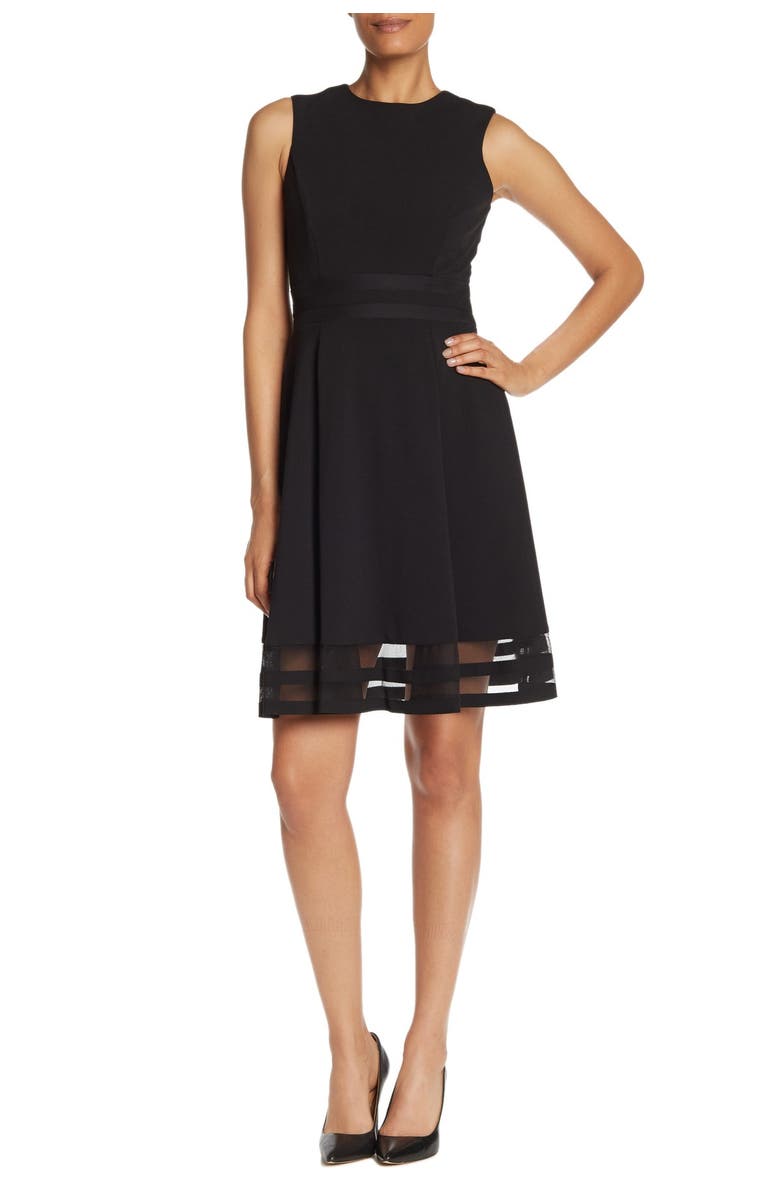 Calvin Klein Fit & Flare Illusion Hem Dress, Main, color, 