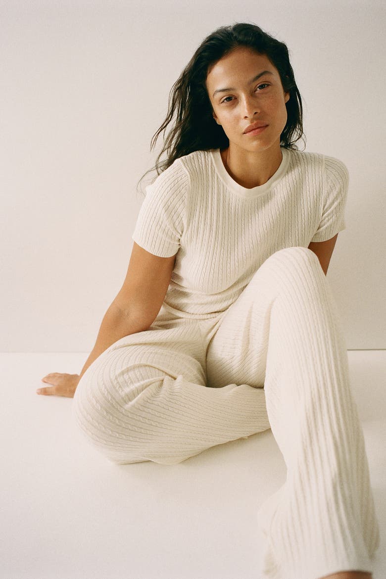 Cable-knit Trousers, Alternate, color, Cream