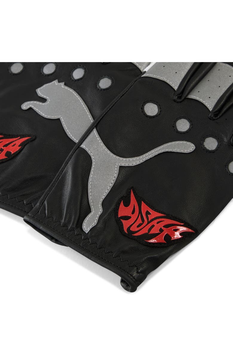PUMA x A$AP ROCKY Leather Driving Gloves, Alternate, color, Puma Black/ Red/ White