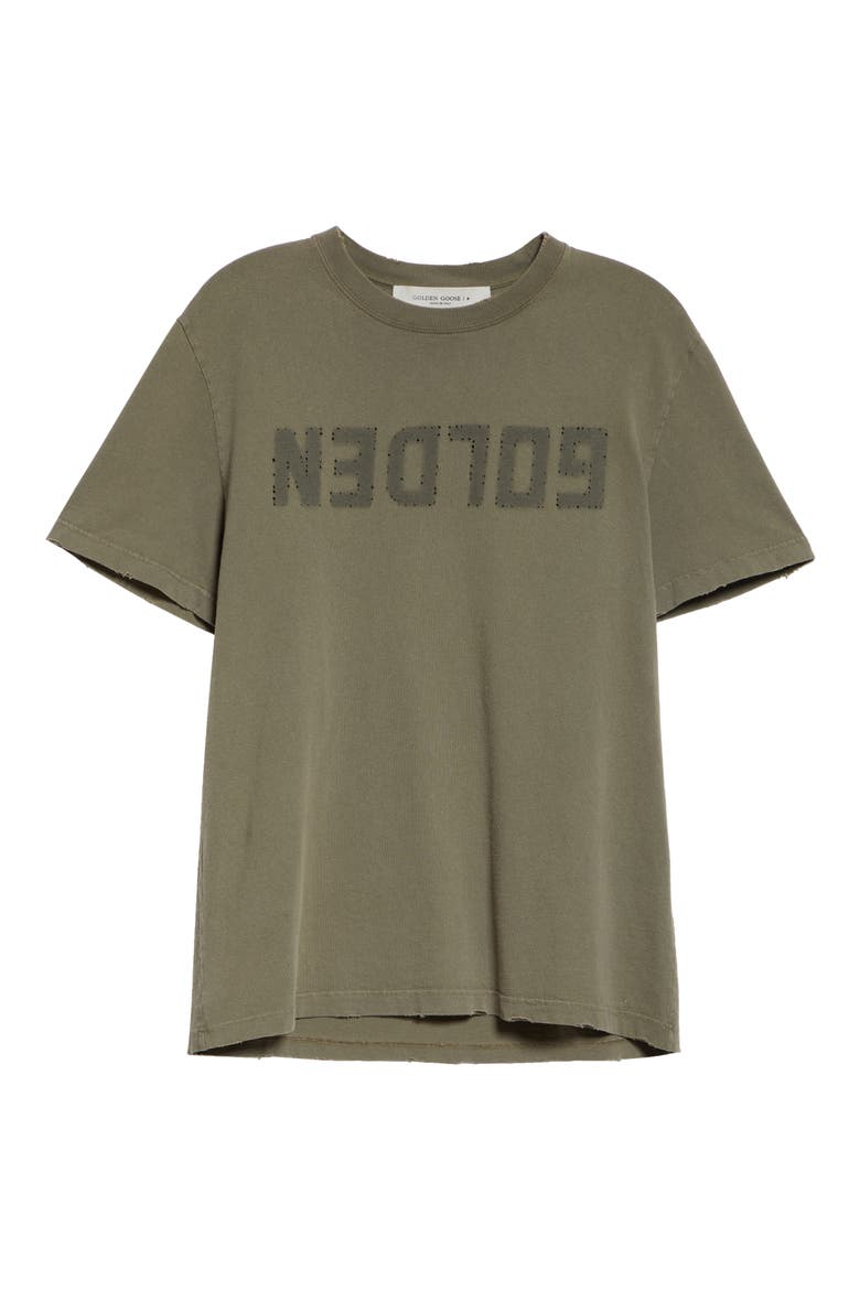 Distressed Upside Down Logo Cotton Graphic Tee, Alternate, color, DUSTY OLIVE