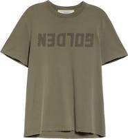 Golden Goose Distressed Upside Down Logo Cotton Graphic Tee