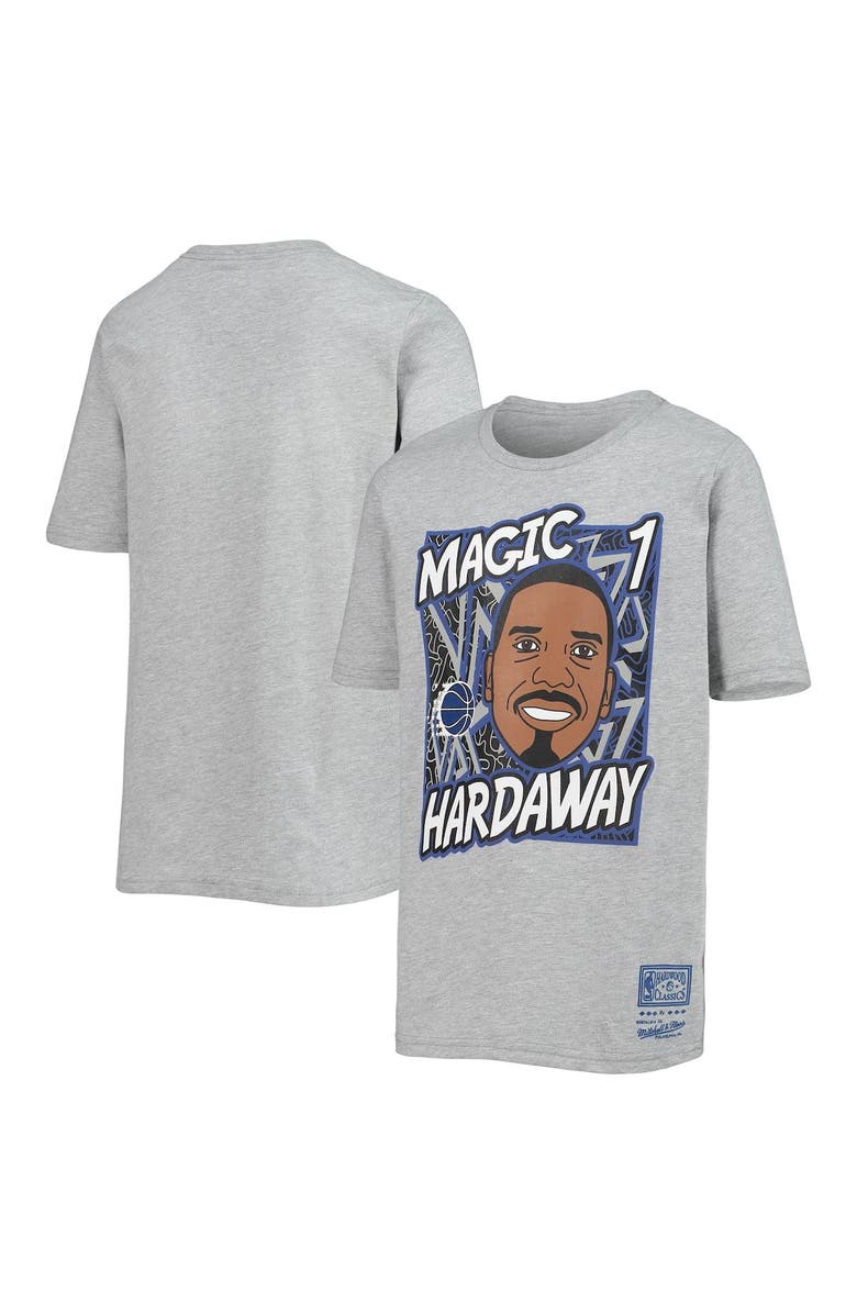 Mitchell & Ness Youth Mitchell & Ness Penny Hardaway Heathered Gray Orlando Magic Hardwood Classics King of the Court Player T-Shirt, Main, color, 
