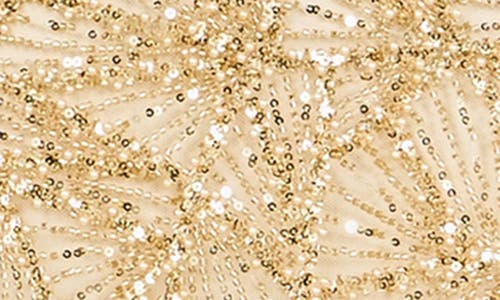 Endless Rose Sequin Beaded Mesh Long Sleeve Minidress In Gold