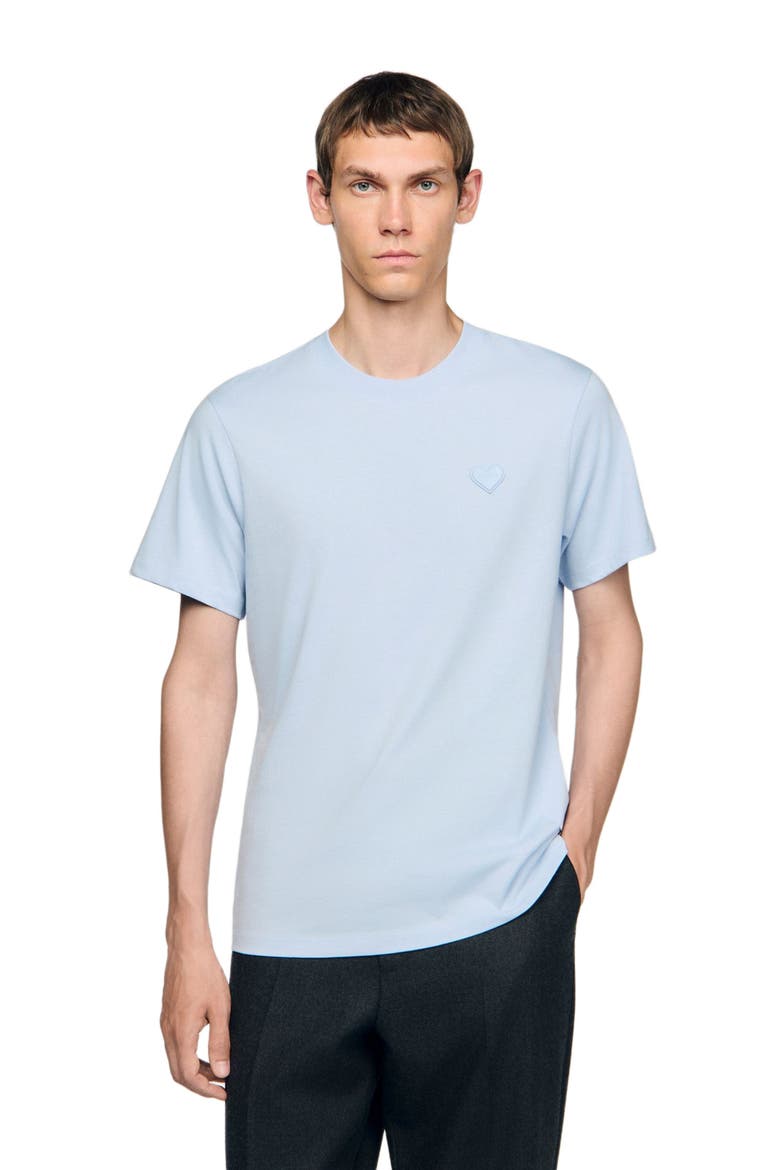 T-shirt with heart patch, Main, color, Sky blue