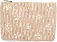 Valentino Garavani VLOGO Signature Medium Floral Embroidered Flat Pouch