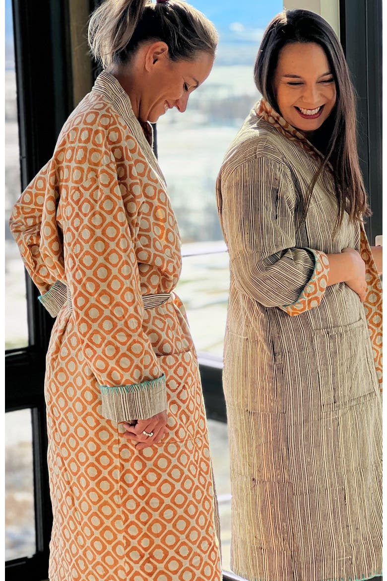 Block Print Reversible Robe, Alternate, color, Block Print