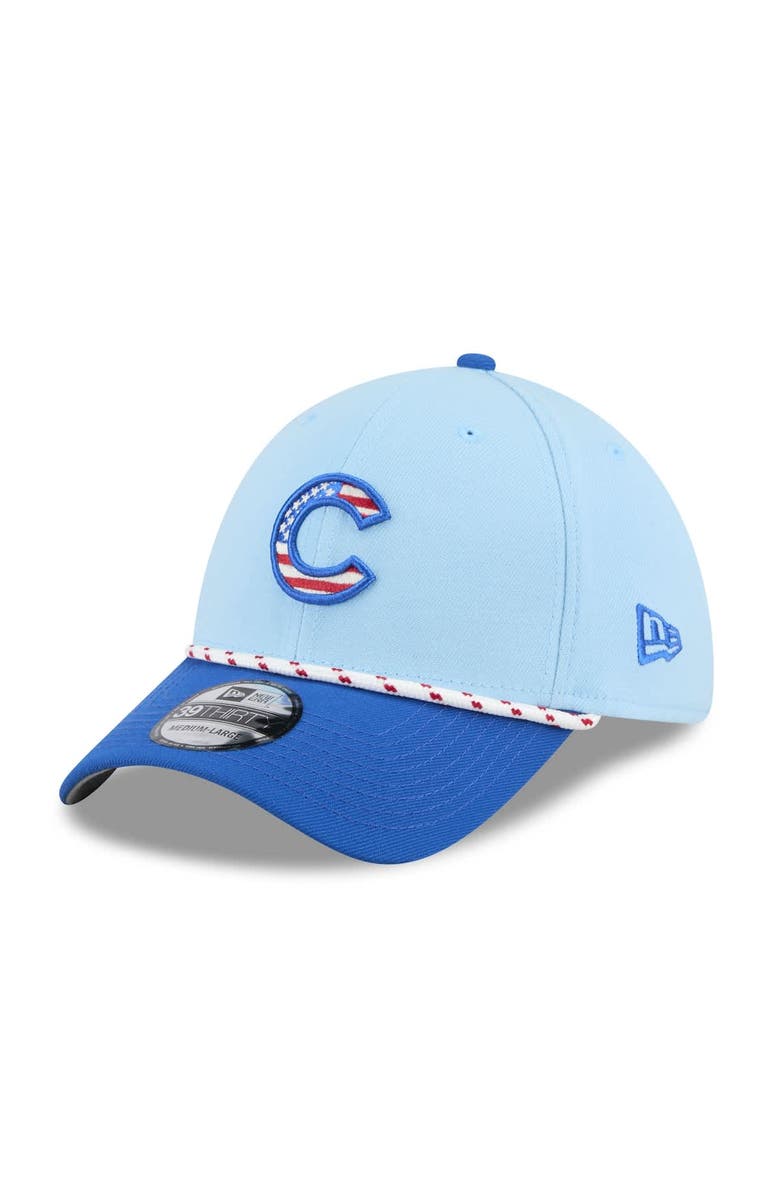 New Era Men's New Era Light Blue/Royal Chicago Cubs 2025 Fourth of July 39THIRTY Flex Hat, Main, color,