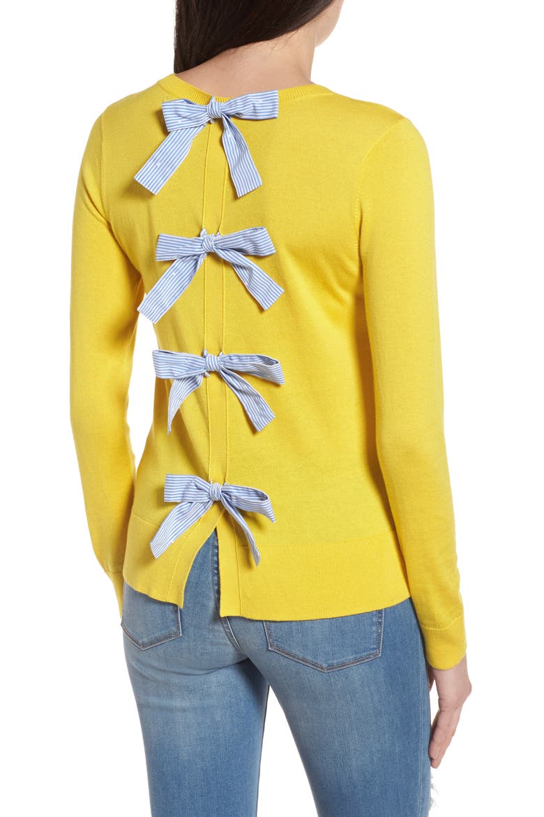 Bow Back Sweater, Alternate, color, YELLOW MAIZE
