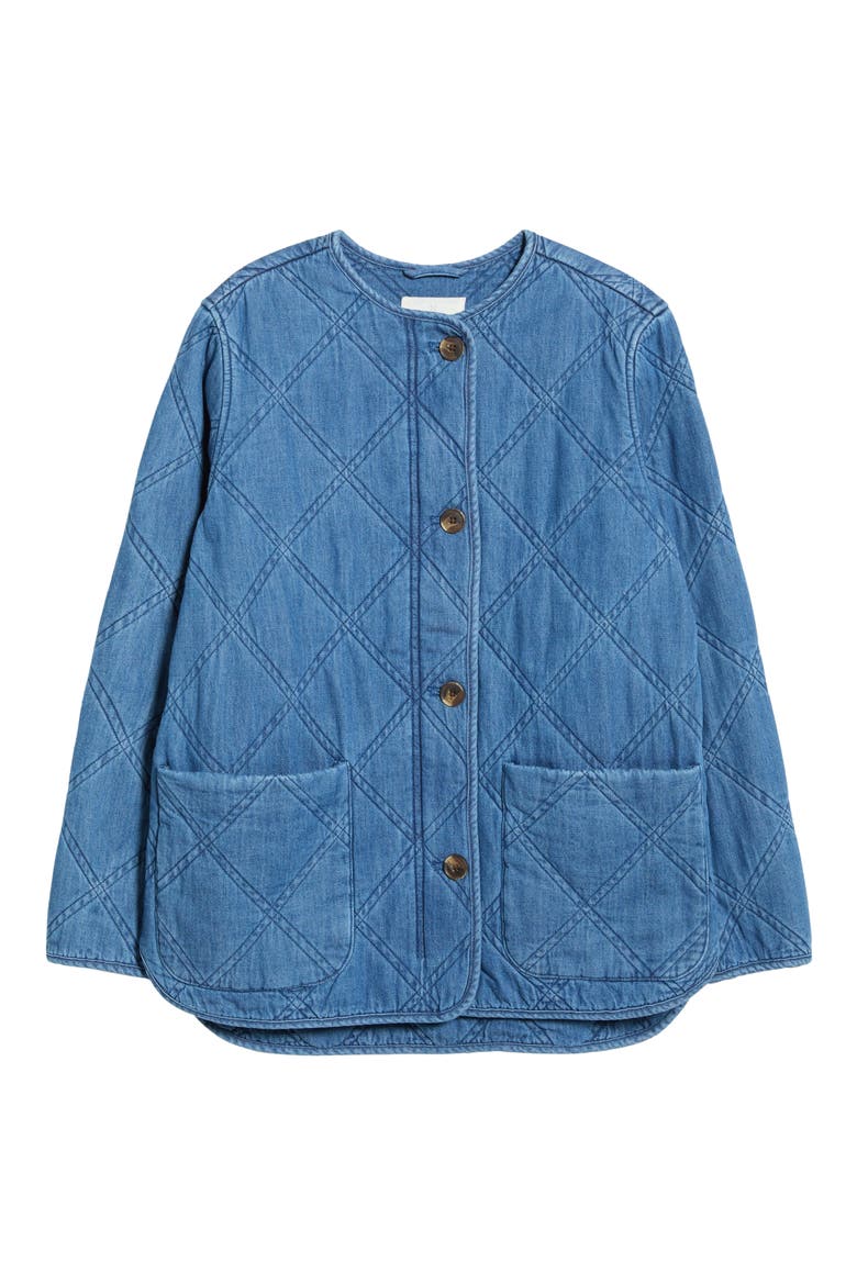 Chambray Quilted Jacket, Alternate, color, MEDIUM WASH