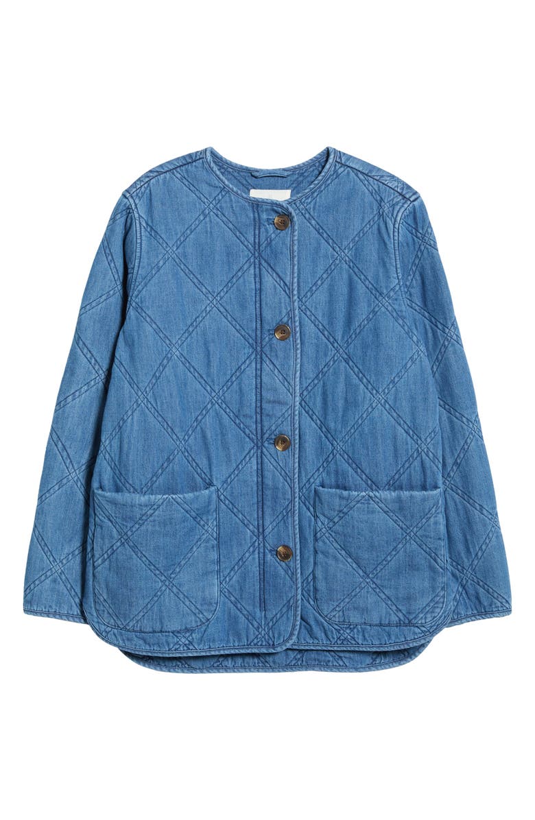 Caslon<sup>®</sup> Chambray Quilted Jacket, Main, color, Medium Wash