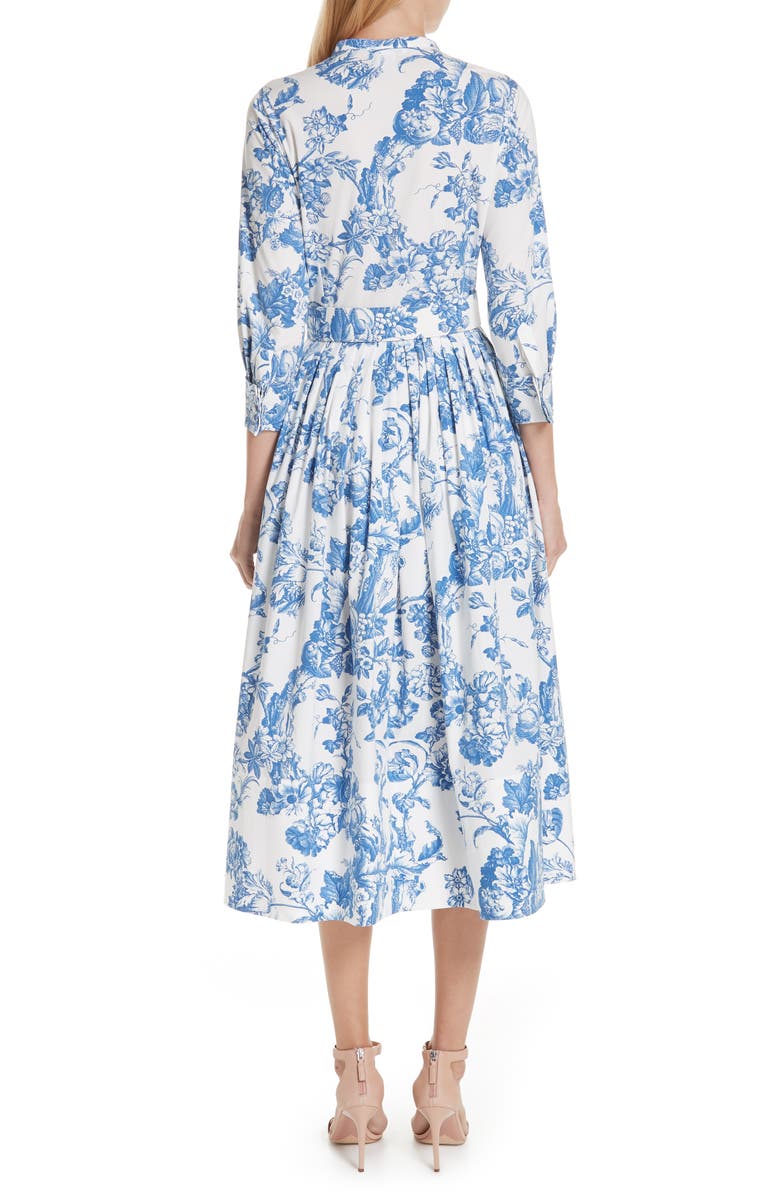 Oscar de la Renta Toile Print Stretch Poplin Shirtdress, Alternate, color, 