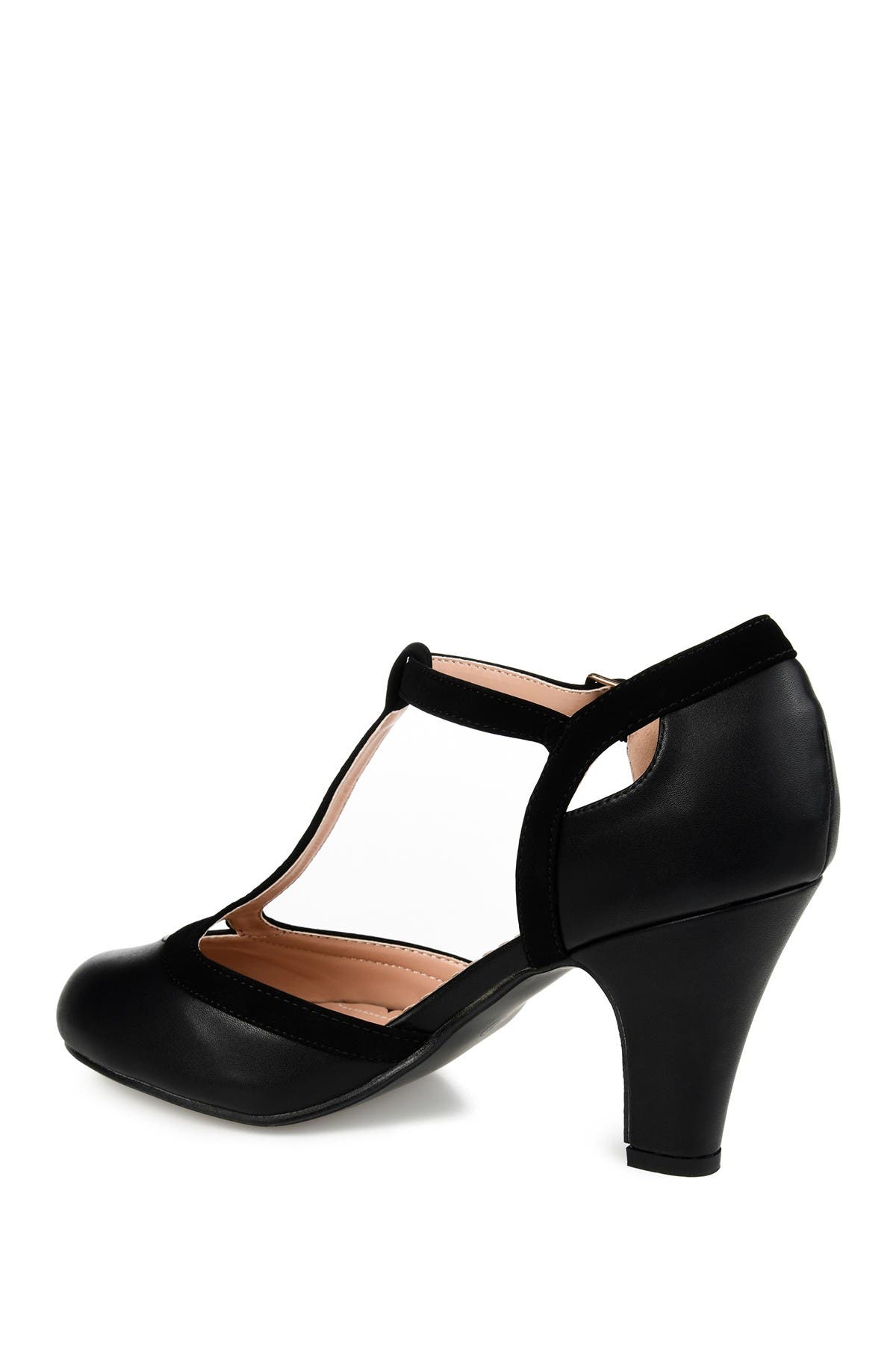 Journee Collection Olina T-Strap Pump - Narrow Width, Alternate, color, Black