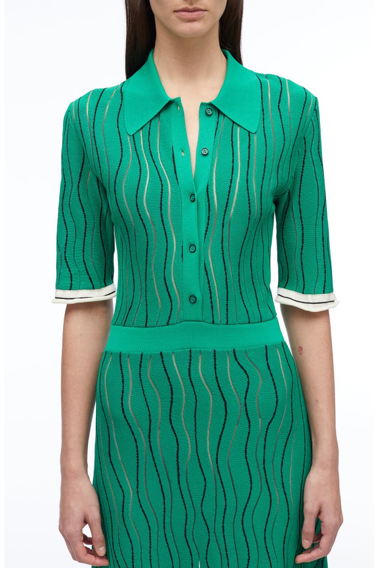 Art Nouveau Jacquard Polo Dress, Alternate, color, PALM MULTI