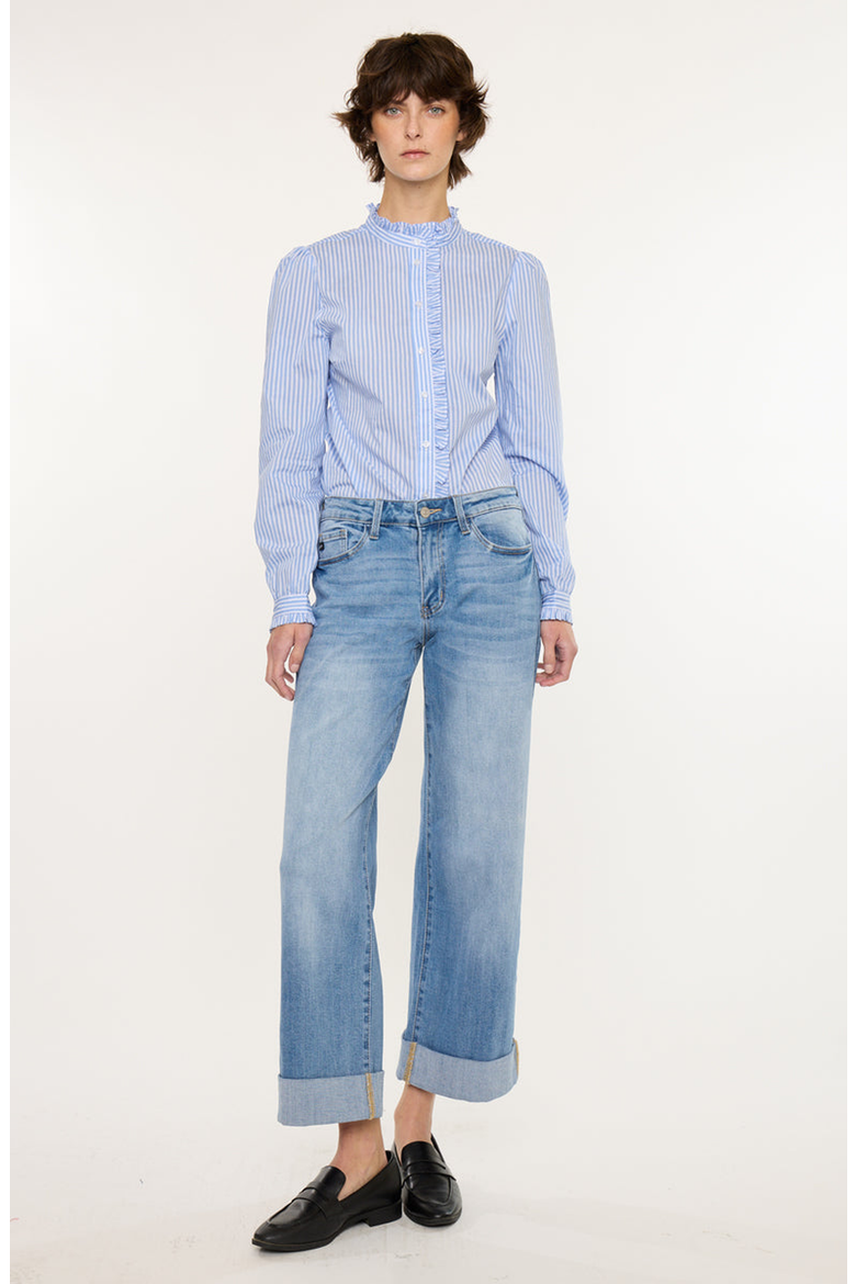 Angie Essentials Mid Rise Cropped Wide Leg Jeans, Alternate, color, Medium Wash