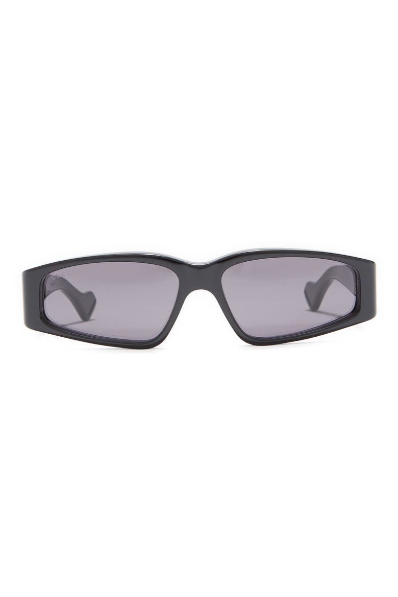 56mm Rectangle Sunglasses, Main, color, BLACK BLACK GREY/ GRY