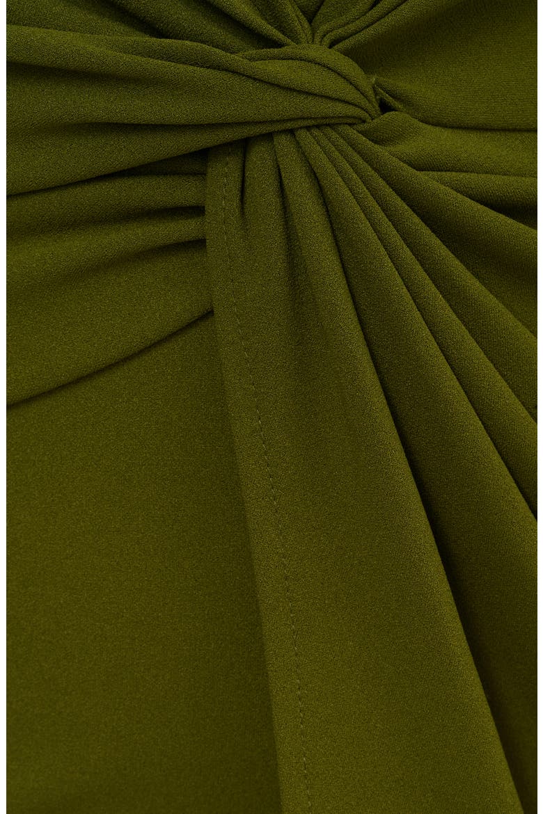 Bell Sleeve Twist Front Crepe Sheath Dress, Alternate, color, JUNGLE OLIVE