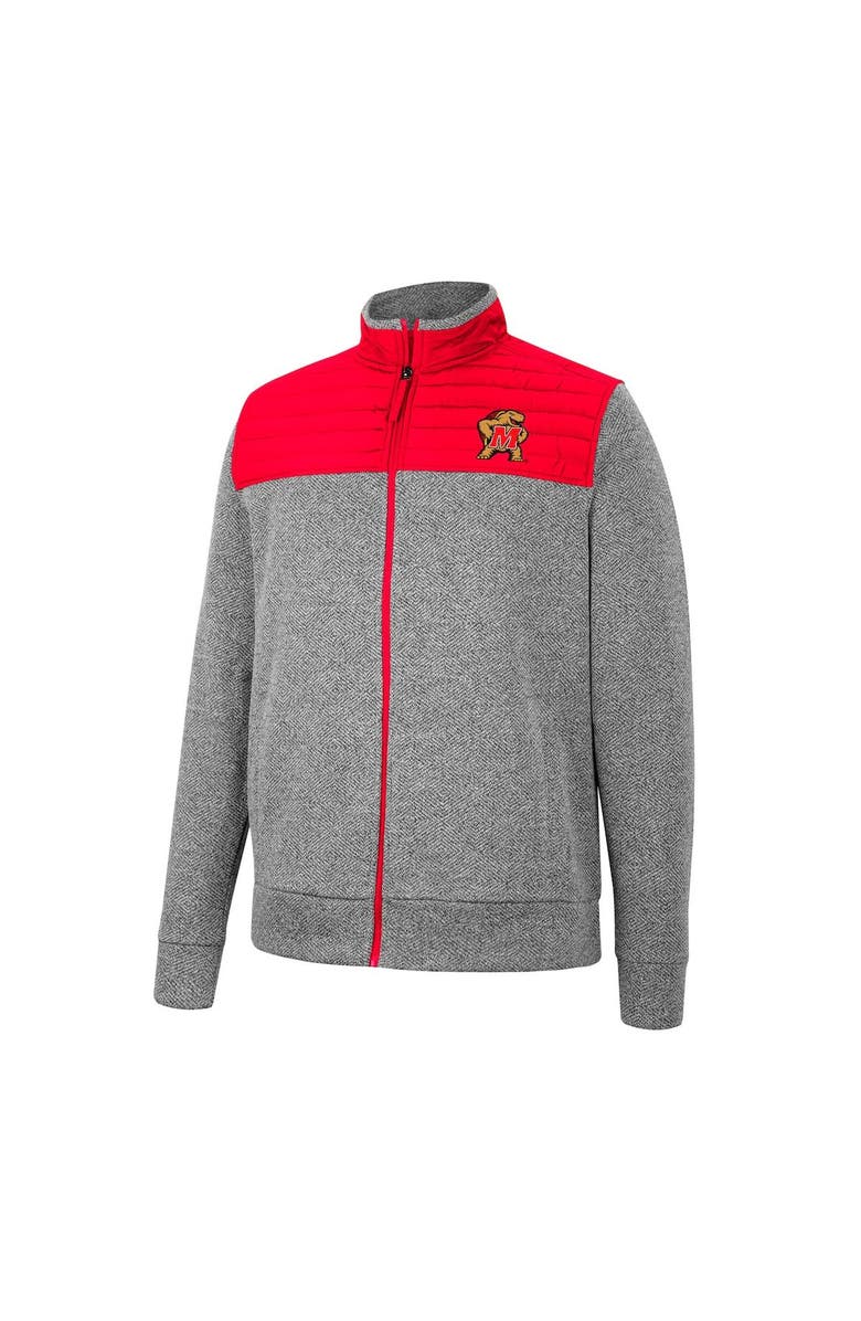 COLOSSEUM Men's Colosseum Gray/Red Maryland Terrapins Putter Herringbone Full-Zip Jacket, Alternate, color, 