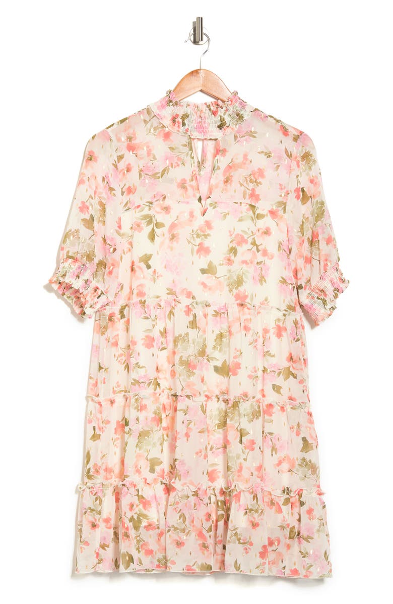 BY DESIGN Marion Smock Neck Babydoll Dress, Alternate, color, Dream Of Flowers