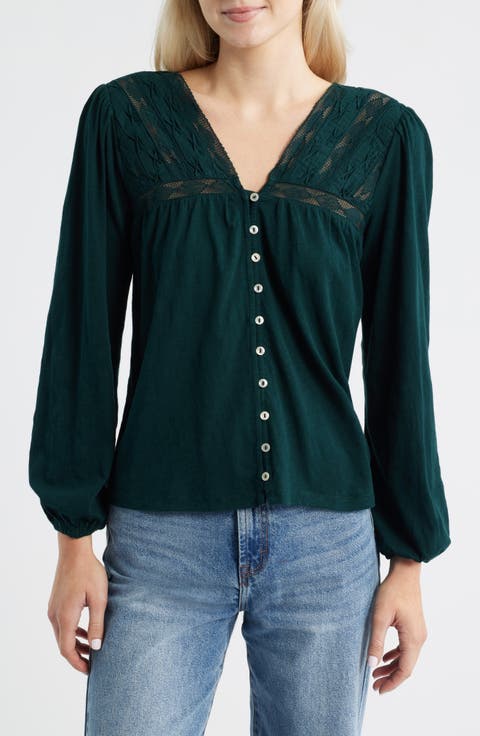 Lace Yoke Peasant Top