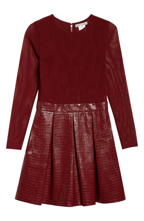 Chara Long Sleeve Faux Leather Party Dress