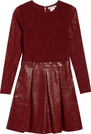 Alice + Olivia Chara Long Sleeve Faux Leather Party Dress