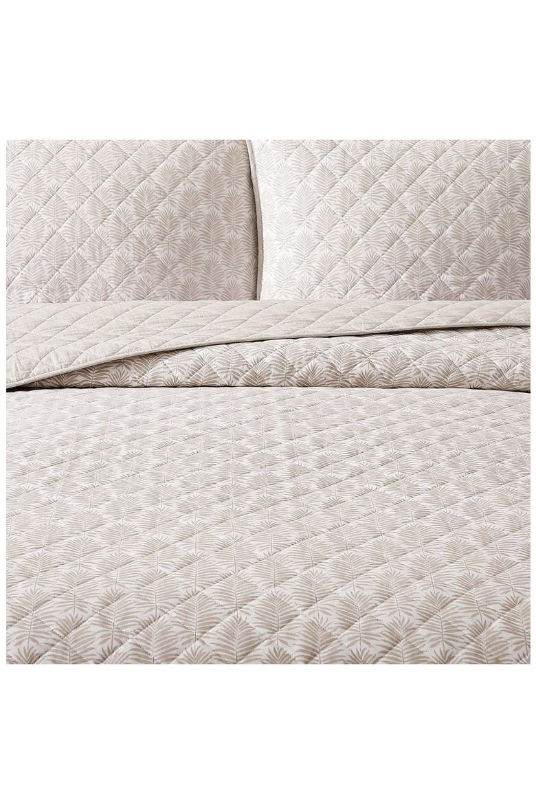 Bahama Fronds Quilt & Pillow Sham Set, Alternate, color, BEIGE