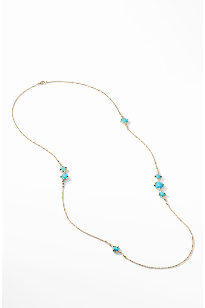 Chatelaine® Long 18k Gold Necklace with Turquoise, Alternate, color, GOLD/ DIAMOND/ TURQUOISE
