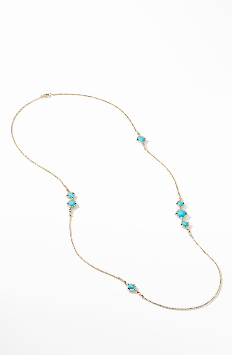 David Yurman Chatelaine<sup>®</sup> Long 18k Gold Necklace with Turquoise, Alternate, color, 