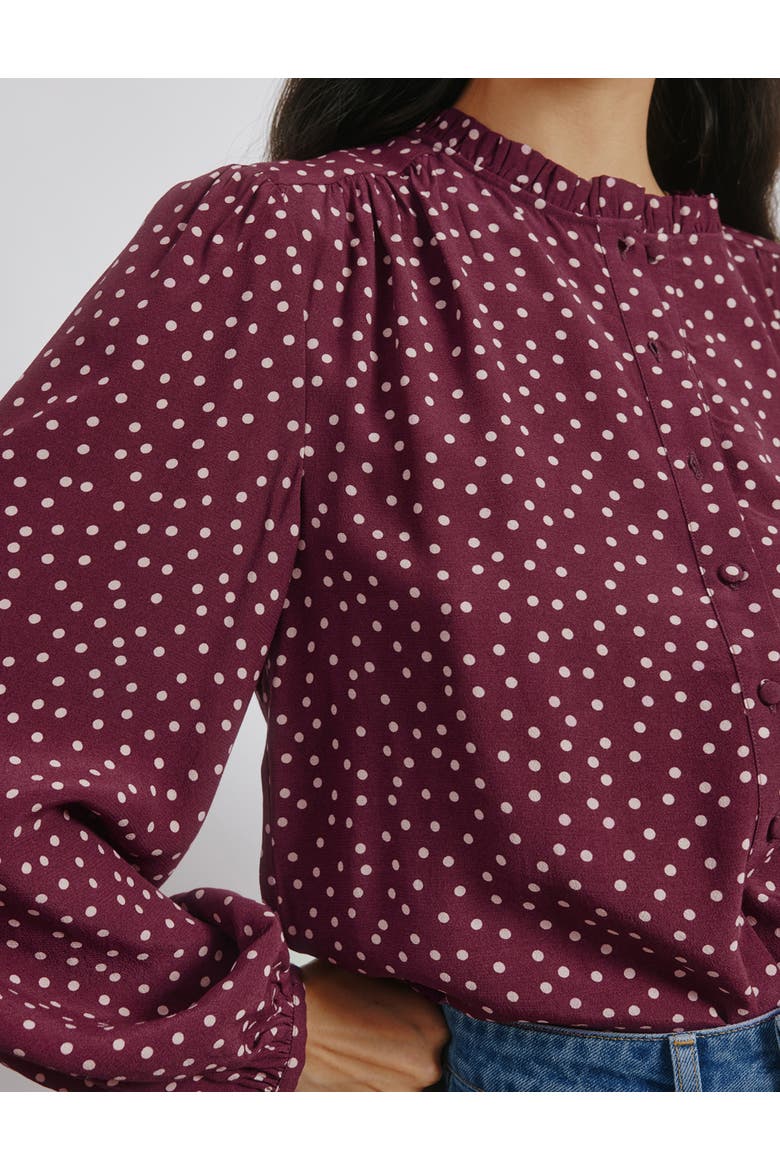 Long Sleeve Spot Print Blouse, Alternate, color, Burgundy