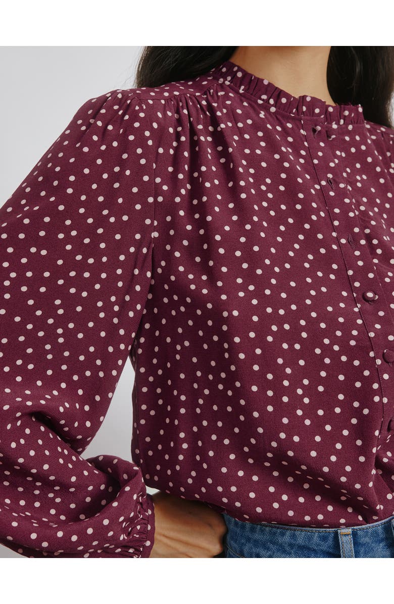 Albaray Long Sleeve Spot Print Blouse, Alternate, color, Burgundy