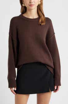 Open Edit Oversize Crewneck Cotton Sweater