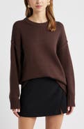 Open Edit Oversize Crewneck Cotton Sweater