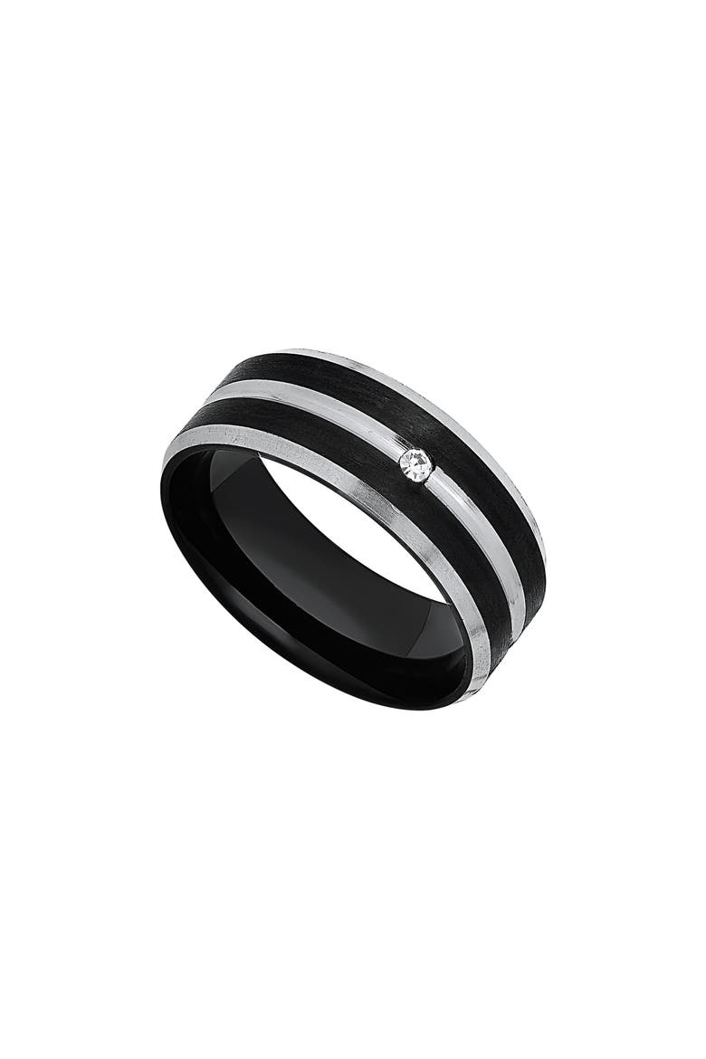 Men's Two-Tone Stainless Steel Band Ring, Main, color, BLACK/ BLUE