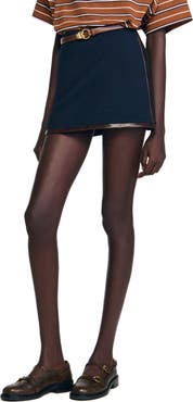 SANDRO Short skirt with leather bands