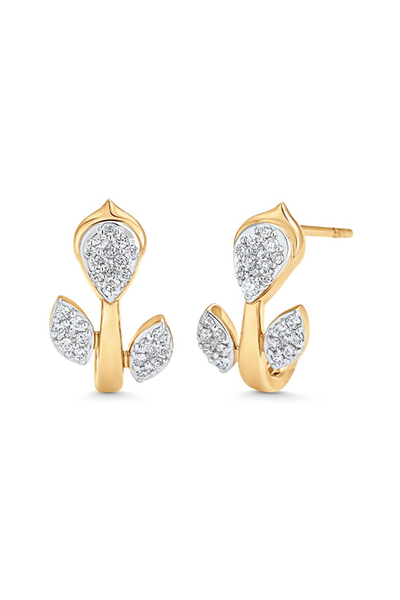 Lierre Diamond Pavé Huggie Hoop Earrings, Main, color, YELLOW GOLD