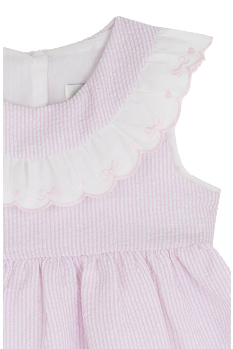 Dainty Bows Scallop Collar Seersucker Dress & Bloomers Set, Alternate, color, PINK