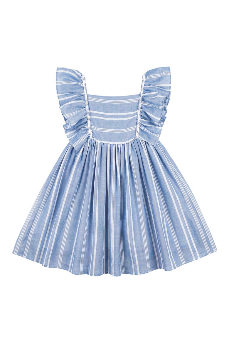 Kids' Chambray Stripe Dress, Main, color, BLUE