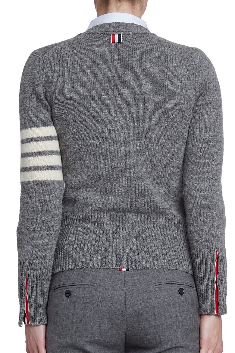 4-Bar V-Neck Wool Cardigan, Alternate, color, LIGHT GREY