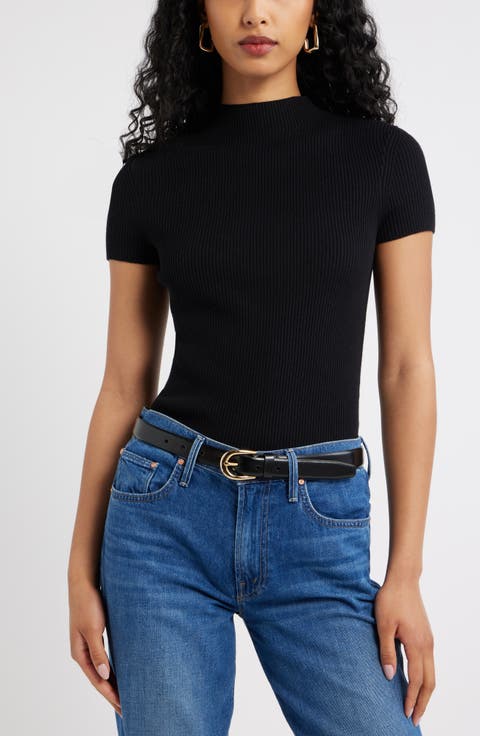Rib Knit Mock Neck Sweater