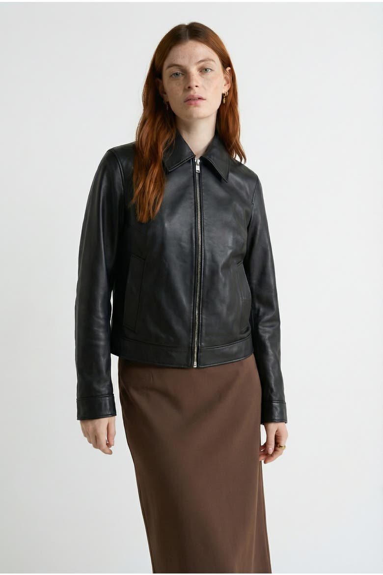 Chloe Leather Jacket, Main, color, Black