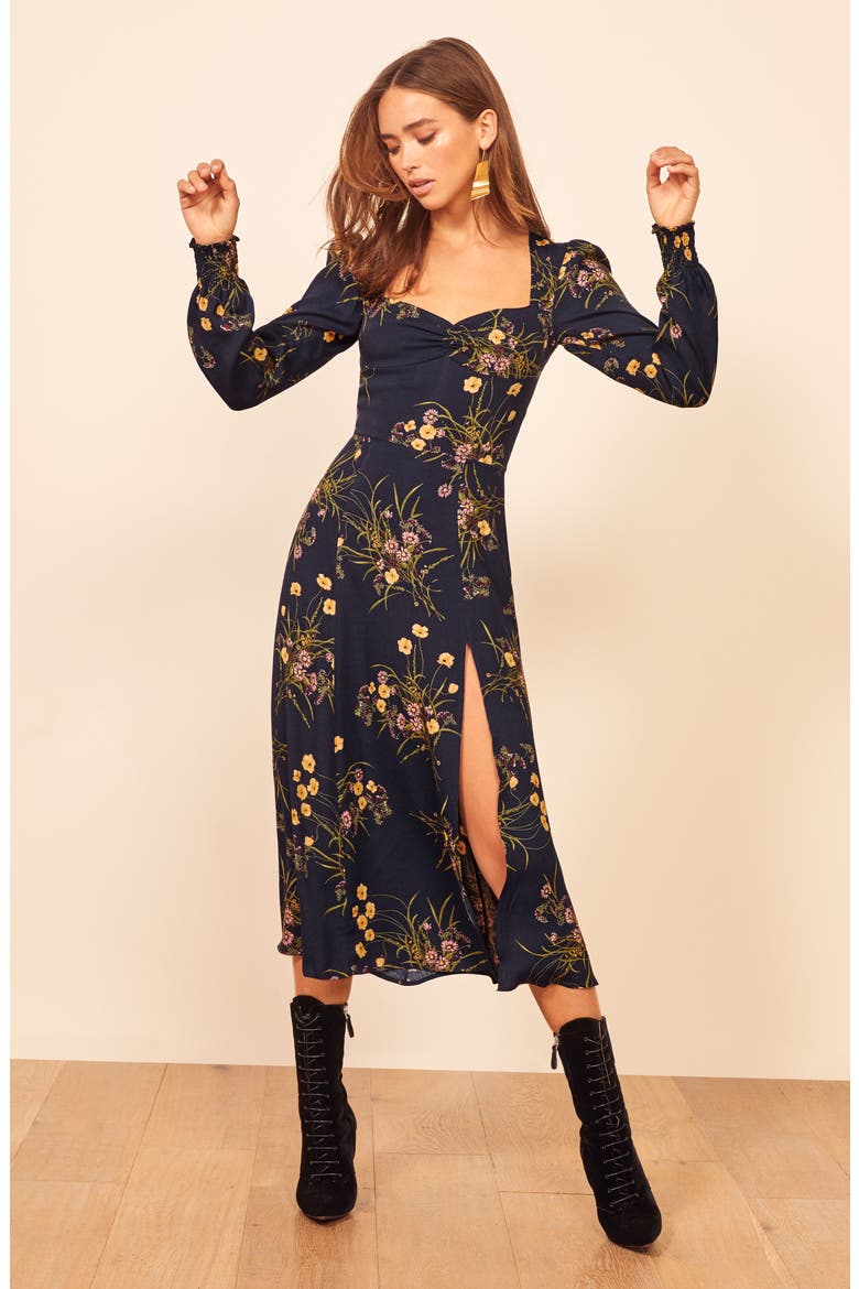 Wallflower Long Sleeve Midi Dress, Alternate, color, MADEMOISELLE