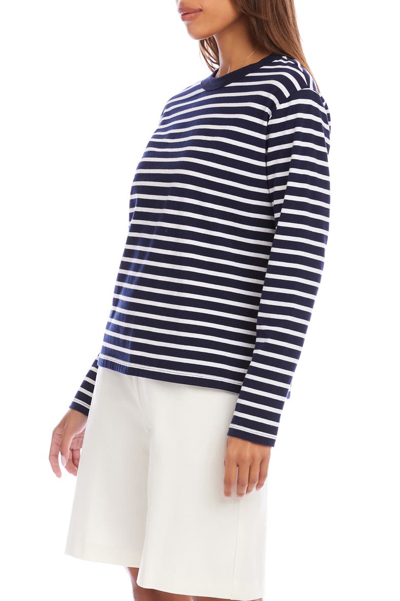 Stripe Crewneck Long Sleeve Cotton Top, Alternate, color, NAVY/WHITE