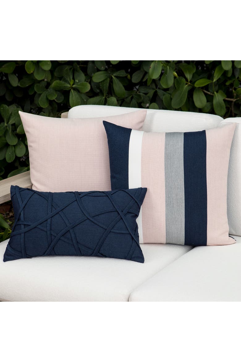 Rose Quartz Multi panelled Indoor & Outdoor Woven Accent Pillow, Alternate, color, Multi