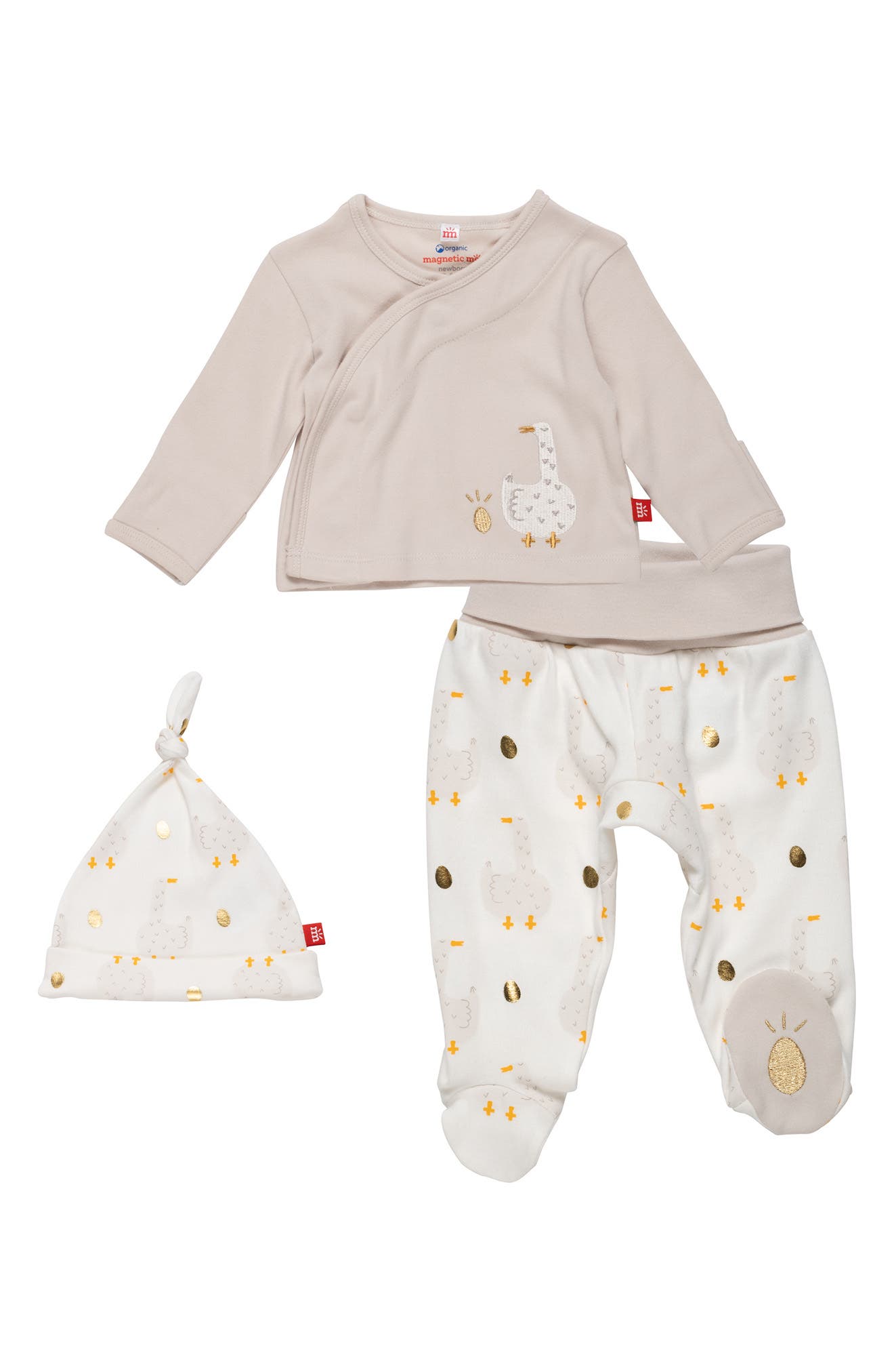 Magnetic Me Mummy Goose Organic Cotton Top, Pants & Hat Set