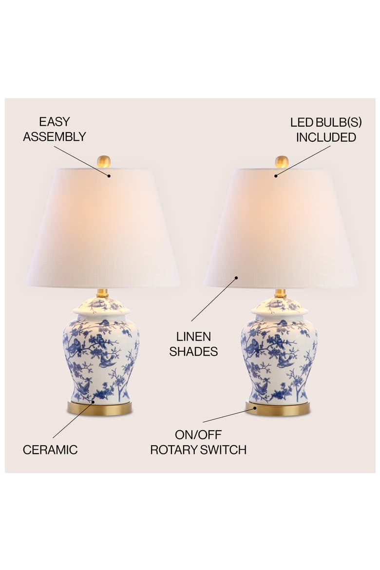 Penelope 22" French Country Cottage Ceramic/Iron Chinoiserie Ginger Jar LED Table Lamp, Alternate, color, Blue/White