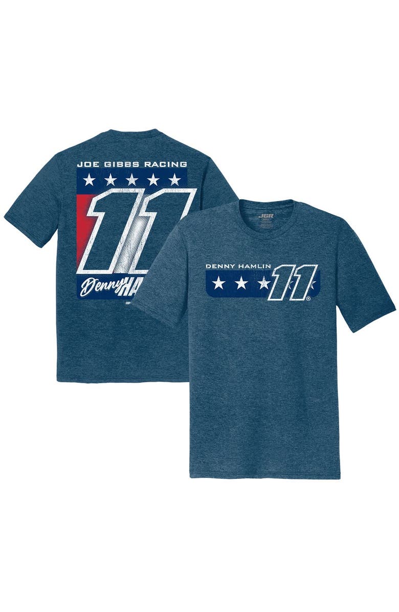 JOE GIBBS RACING TEAM COLLECTION Men's Joe Gibbs Racing Team Collection Heather Navy Denny Hamlin Name & Number Tri-Blend T-Shirt, Alternate, color, Heather Navy